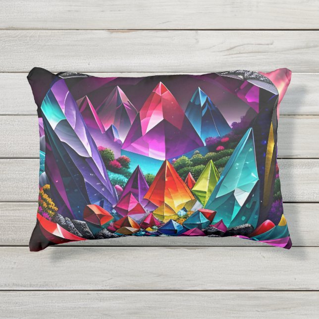 Almofada Para Ambientes Externos Rainbow Gem Art Seis (Frente)