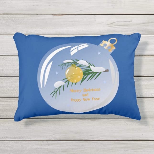 Almofada Para Ambientes Externos Ramificação de Natal decorada em bauble (Frente)