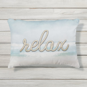 Almofada Para Ambientes Externos Rope náutico relaxa texto na margem da água do o