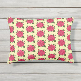 Almofada Para Ambientes Externos Rosa com Buds Pale Yellow