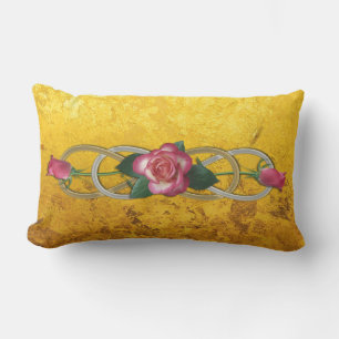 Almofada Para Ambientes Externos Rosas Dourados prateados duplos + folha dourada