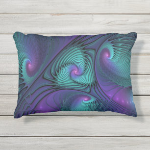 Almofada Para Ambientes Externos Roxo Conhece Arte Fractal Turquesa Abstrato