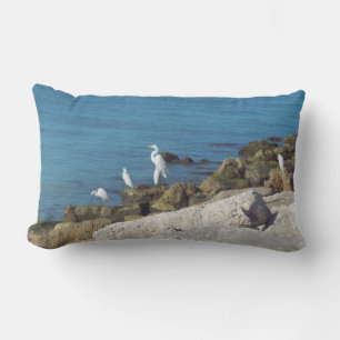 Almofada Para Ambientes Externos Snowy White Egret no Surf