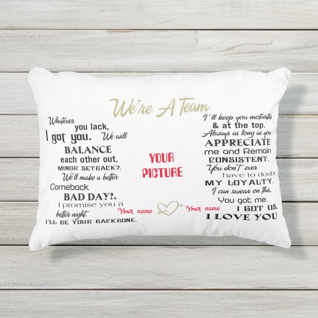 Almofada Para Ambientes Externos Somos uma equipe, oferta de aniversário de casamen (Frente)
