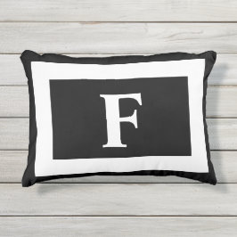 Almofada Para Ambientes Externos Tendência Branca Preta do Monograma Personalizado