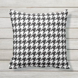Almofada Para Ambientes Externos Teste padrão de Houndstooth preto e branco