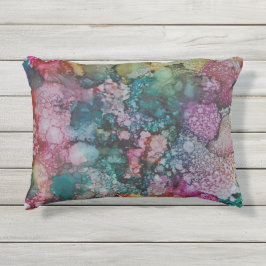 Almofada Para Ambientes Externos Travesseiro/Colorburst Inkblogues/Pinks-Verdes