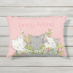 Almofada Para Ambientes Externos Travesseiro da sala das meninas do gatinho