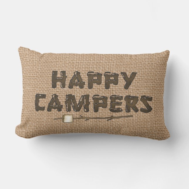Almofada Para Ambientes Externos Travesseiro de burlap faux lombar dos Campos Feliz (Frente)
