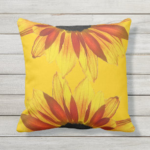 Almofada Para Ambientes Externos Travesseiro exterior floral do girassol amarelo e