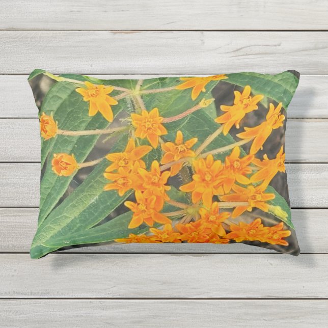 Almofada Para Ambientes Externos Travesseiro Flores Silvestres Laranja (Frente)