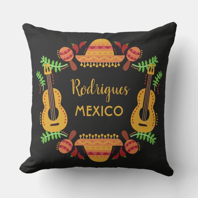 Almofada Para Ambientes Externos Travesseiros decorativos de Ilustração do MÉXICO d (Frente)