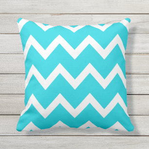Almofada Para Ambientes Externos Travesseiros Externos Aqua Blue Zigzag Chevron