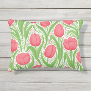 Almofada Para Ambientes Externos Tulipas em vermelho e verde