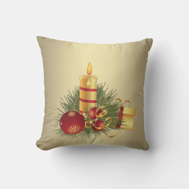 Almofada Para Ambientes Externos Vela de Natal de ouro (Frente)