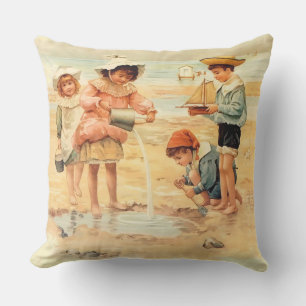 Almofada Para Ambientes Externos Vintage Antiguamente Beach Boy Children Fine Art