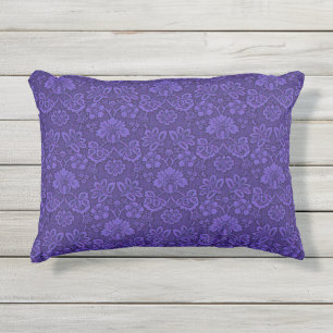 Almofada Para Ambientes Externos Vintage Victorian Indigo Damask Paisley Floral