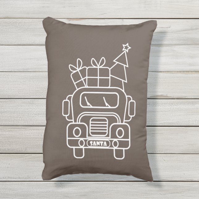 Almofada Para Ambientes Externos Visão geral da frente do carro de Papais noeis de  (Verso (Vertical))