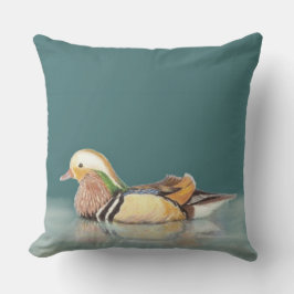 Almofada Para Ambientes Externos Watercolor Mandarin Duck Willife Nature art