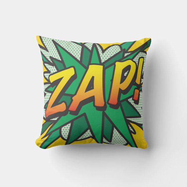 Almofada Para Ambientes Externos WHAM ZAP — Retrô Comic Book Pop Art (Frente)