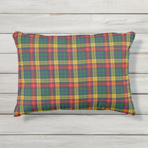 Almofada Para Ambientes Externos Xadrez Clan Buchanan Verde Vermelho Amarelo Tartan