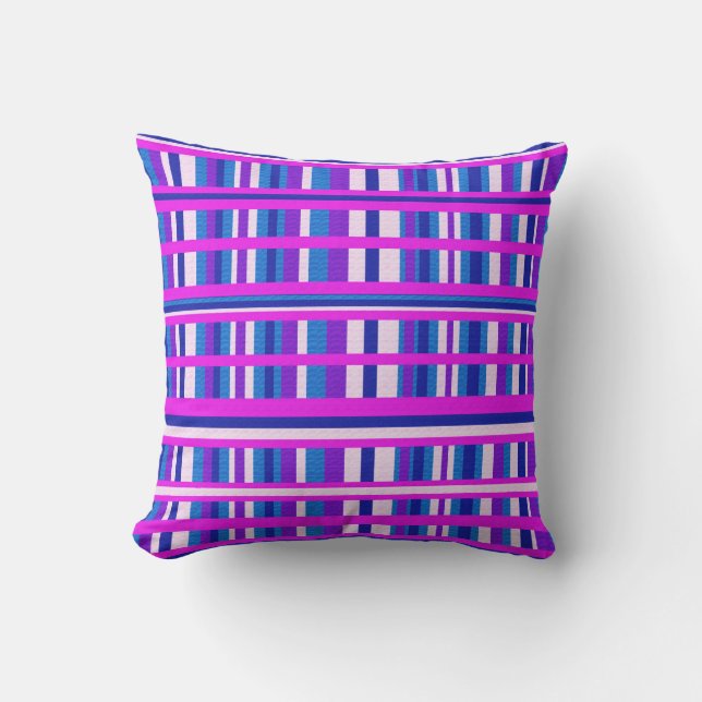 Almofada Para Ambientes Externos Xadrez Rosa Roxo Azul (Frente)