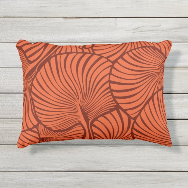 Almofada Para Ambientes Externos Zebra Fan Palm Havaí - Laranja Tropical (Frente)