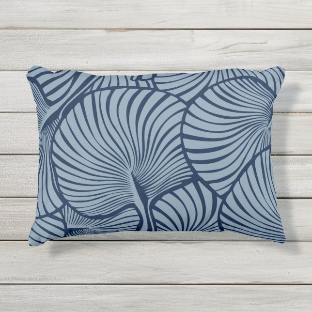 Almofada Para Ambientes Externos Zebra Fan Palm Havaiano Azul Tropical (Frente)