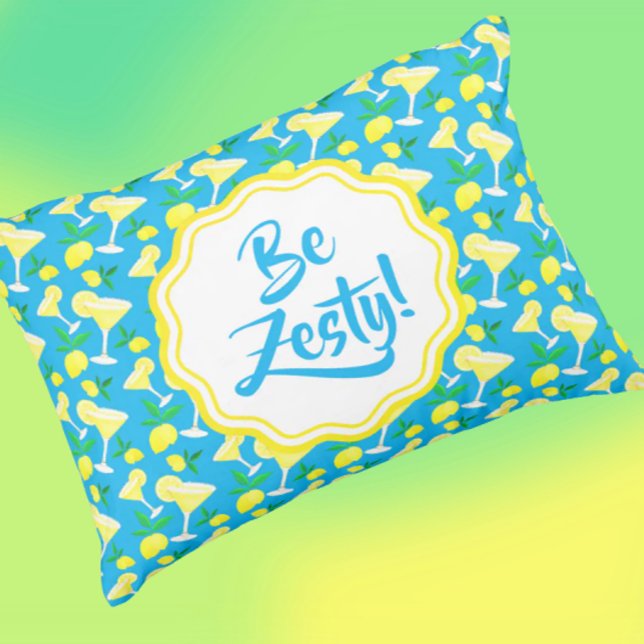 Almofada Para Ambientes Externos Zesty Lemon Drops Lemons Caribbean Blue  (Words to live by!)