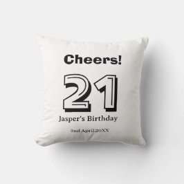 Almofada Parabéns 21 aniversário letra negrito nome menino 
