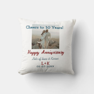 Almofada Parabéns pelos 10 anos de aniversário adicionar fo