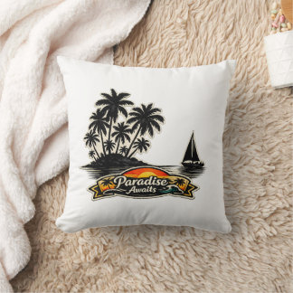 Almofada 🏝️🌅 “Paradise Awaits” Tropical Pillow 🌴✨