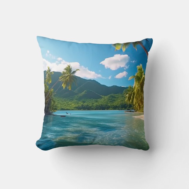 Almofada Paraíso da Ilha da Costa Rica  (Frente)