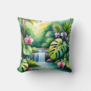 Almofada Paraíso de Orquídeas da Cachoeira da Selva Tropica