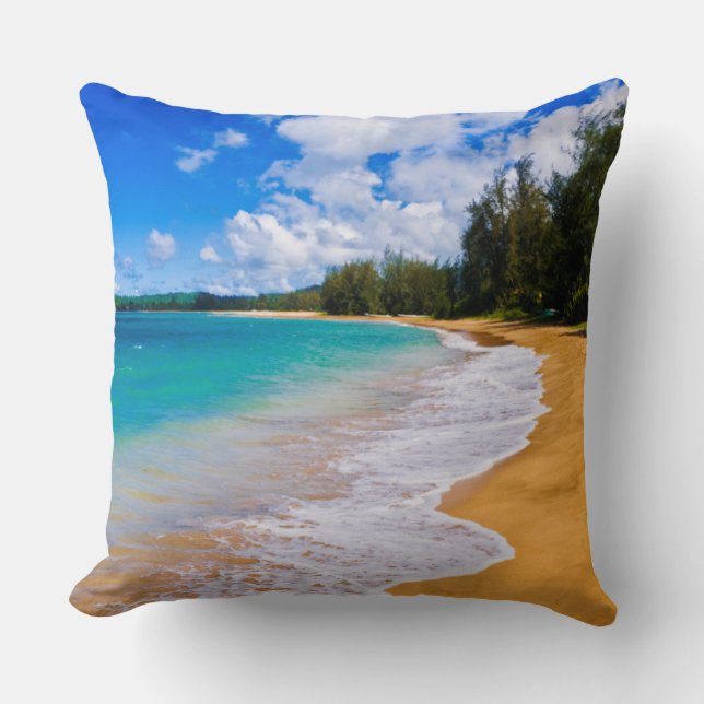 Almofada Paraíso de praia tropical, Havaí (Frente)