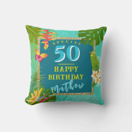 Almofada Paraíso Tropical Anualmente Aniversário Teal