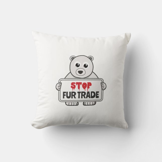 Almofada Pare de trocar pelo urso polar triste (Frente)