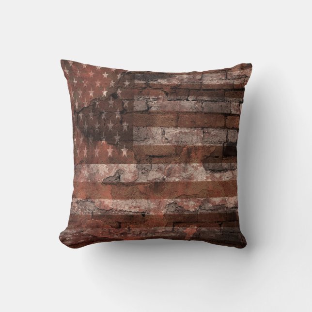 Almofada Parede de Tijolo da Bandeira Americana (Frente)