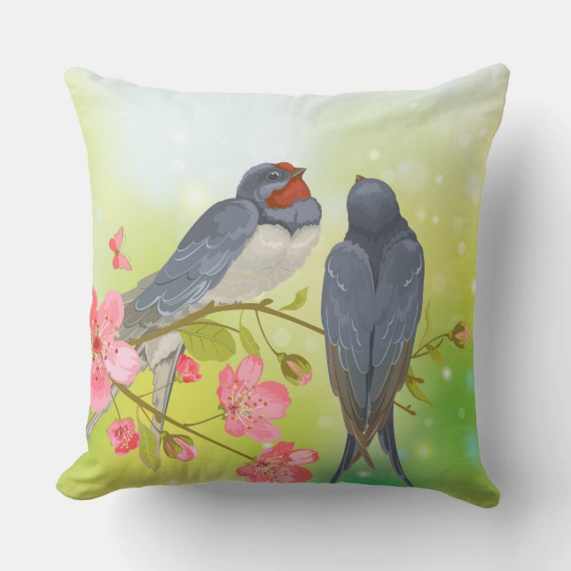 Almofada Pares de travesseiro decorativo bonito do pássaro (Frente)