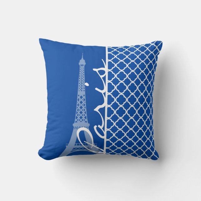 Almofada Paris; Cobalt Blue Quatrefoil (Frente)
