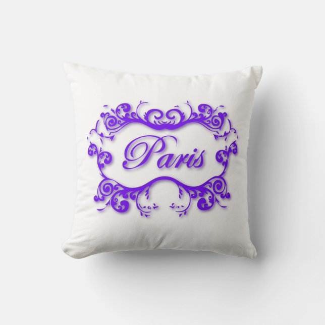Almofada Paris com roxo Scrolls (Frente)