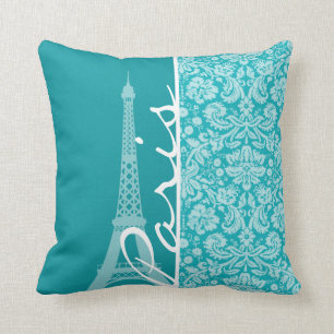 Almofada Paris; Cor damasco Azul-Verde