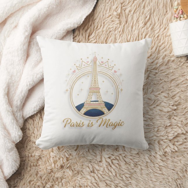 Almofada Paris - Elegant Eiffel Tower & Celestial Gold (Cobertor)