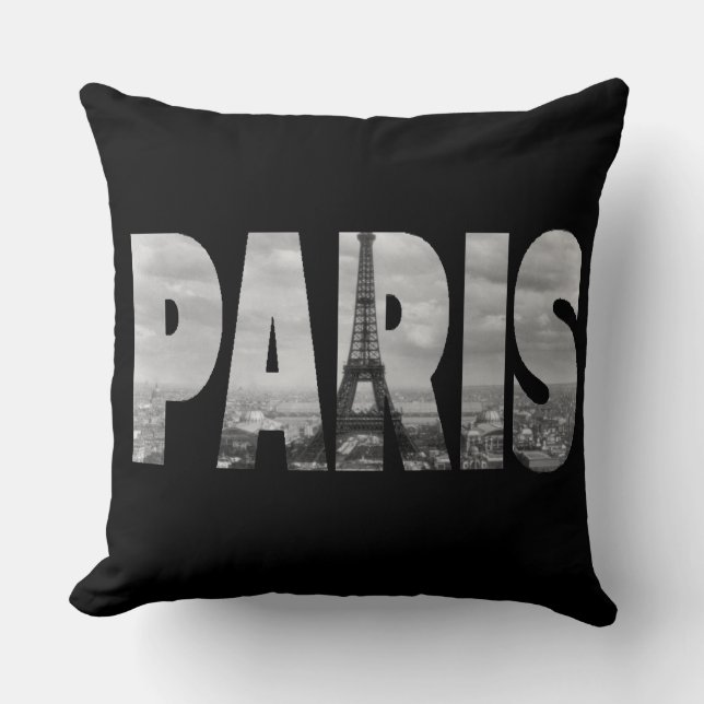Almofada Paris em Preto e Branco (Frente)