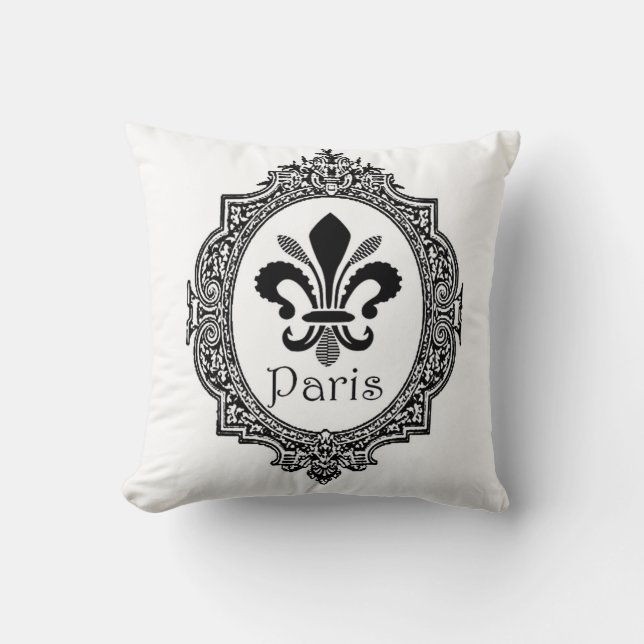 Almofada Paris Fleur Di Lis travesseiro preto & branco de (Frente)
