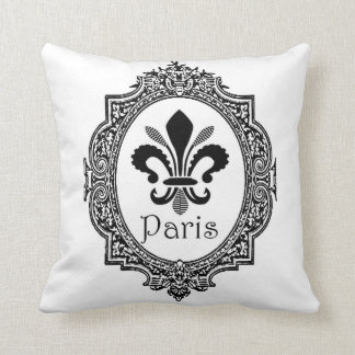 Almofada Paris Fleur Di Lis travesseiro preto & branco de
