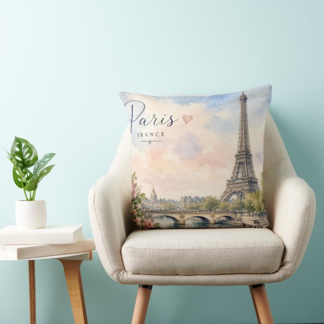 Almofada Paris França Torre Eiffel rio Sena  (Cadeira)