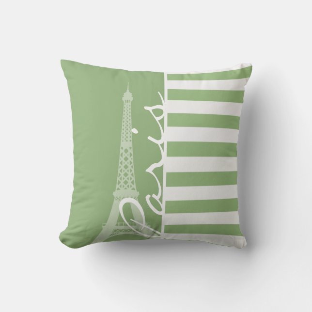 Almofada Paris; Laurel Green Horizontal Stripes (Frente)