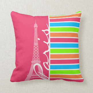 Almofada Paris rosa; Retro Neon Rainbow