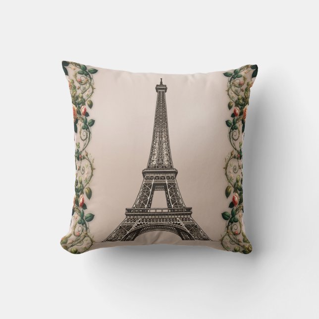 Almofada París Rosa Vinha Torre Eiffel Shabby Chic (Frente)